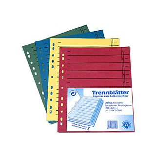 Trennblätter farbig, 20 Stück