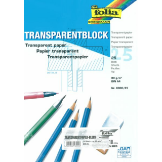 Folia 8000/25 Transparentpapierblock, A4, 25 Blatt