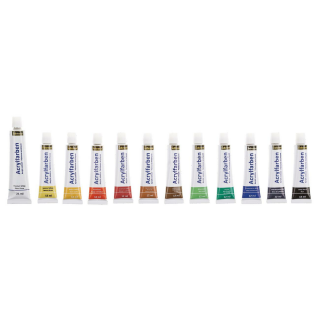 Idena Acrylfarben Set, 11 Farben à 12 ml, inkl. Deckweiß 21 ml