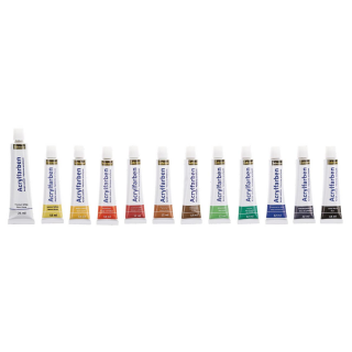 Idena Acrylfarben Set, 11 Farben à 12 ml, inkl. Deckweiß 21 ml