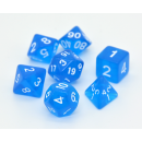 7-Würfel-Set polyedrisch blau transluzent