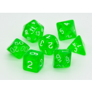 7-Würfel-Set polyedrisch grün transluzent