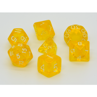 7-Würfel-Set polyedrisch gelb transluzent