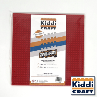 Kiddicraft Stackable Baseplate 32 x 32 Noppen (25,5 x 25,5cm) Rot