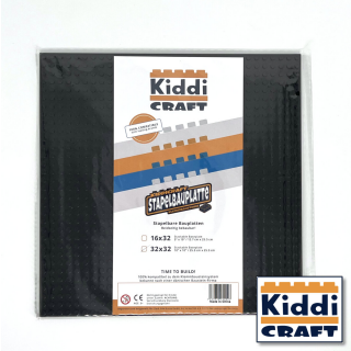 Kiddicraft Stackable Baseplate 32 x 32 Noppen (25,5 x 25,5cm) Schwarz